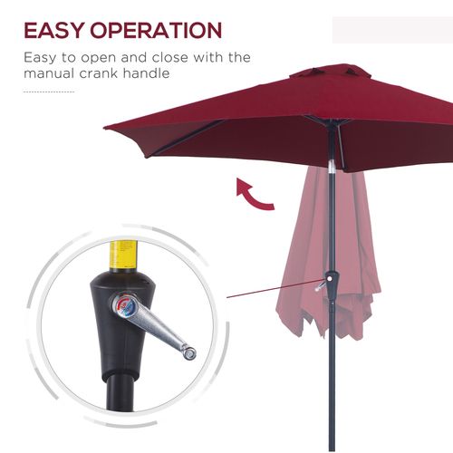 Easy-to-use crank for the Outsunny 2.7M Patio Tilt Umbrella with Aluminium Frame for outdoor sun protection.