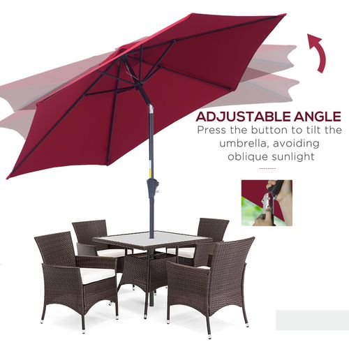 Stylish Outsunny 2.7M Patio Tilt Umbrella with Aluminium Frame and Crank, perfect for outdoor sun protection.