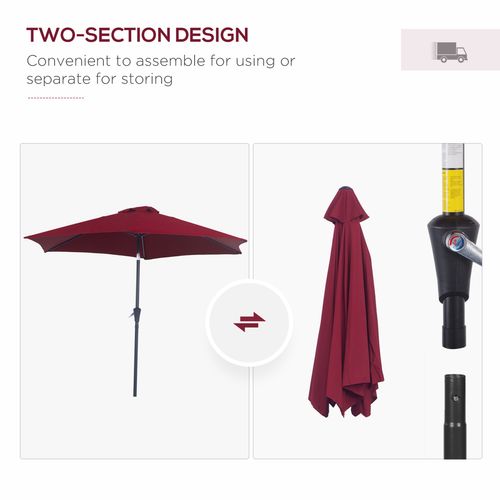 Stylish Outsunny 2.7M Patio Tilt Umbrella with Aluminium Frame and Crank offers excellent outdoor sun protection.
