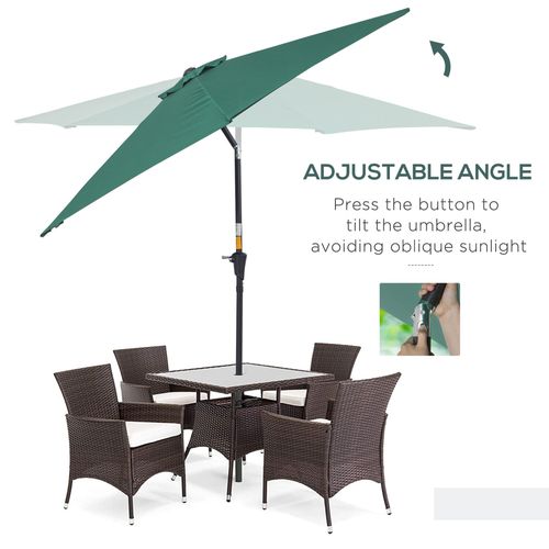 Stylish Outsunny 2.7M Patio Tilt Umbrella with Aluminium Frame and Crank for Outdoor Sun Protection, perfect for gardens.