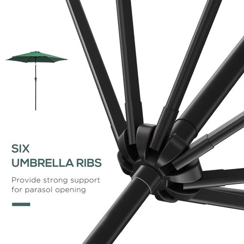 Discover the Outsunny 2.7M Patio Tilt Umbrella with Aluminium Frame and Crank for Outdoor Sun Protection, featuring strong ribs.