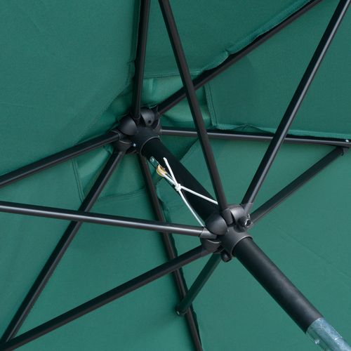 Robust aluminium frame detail of the Outsunny 2.7M Patio Tilt Umbrella with Crank for Outdoor Sun Protection.