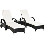 Outsunny Outsunny 3 Piece Sun Lounger Set With Cushions 5 Position Adjustable Outdoor Patio - Sun Lounger