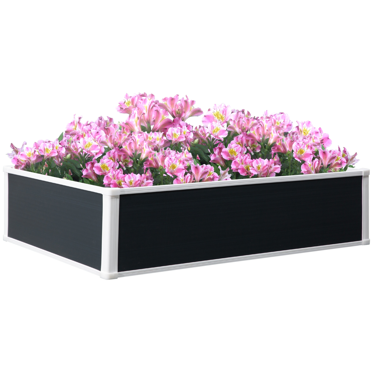 Outsunny garden raised bed planter 40x14x8 filled with pink flowers