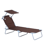 Outsunny Reclining Chair Folding Lounger Seat Sun Shade Awning Beach Garden - Sun Lounger