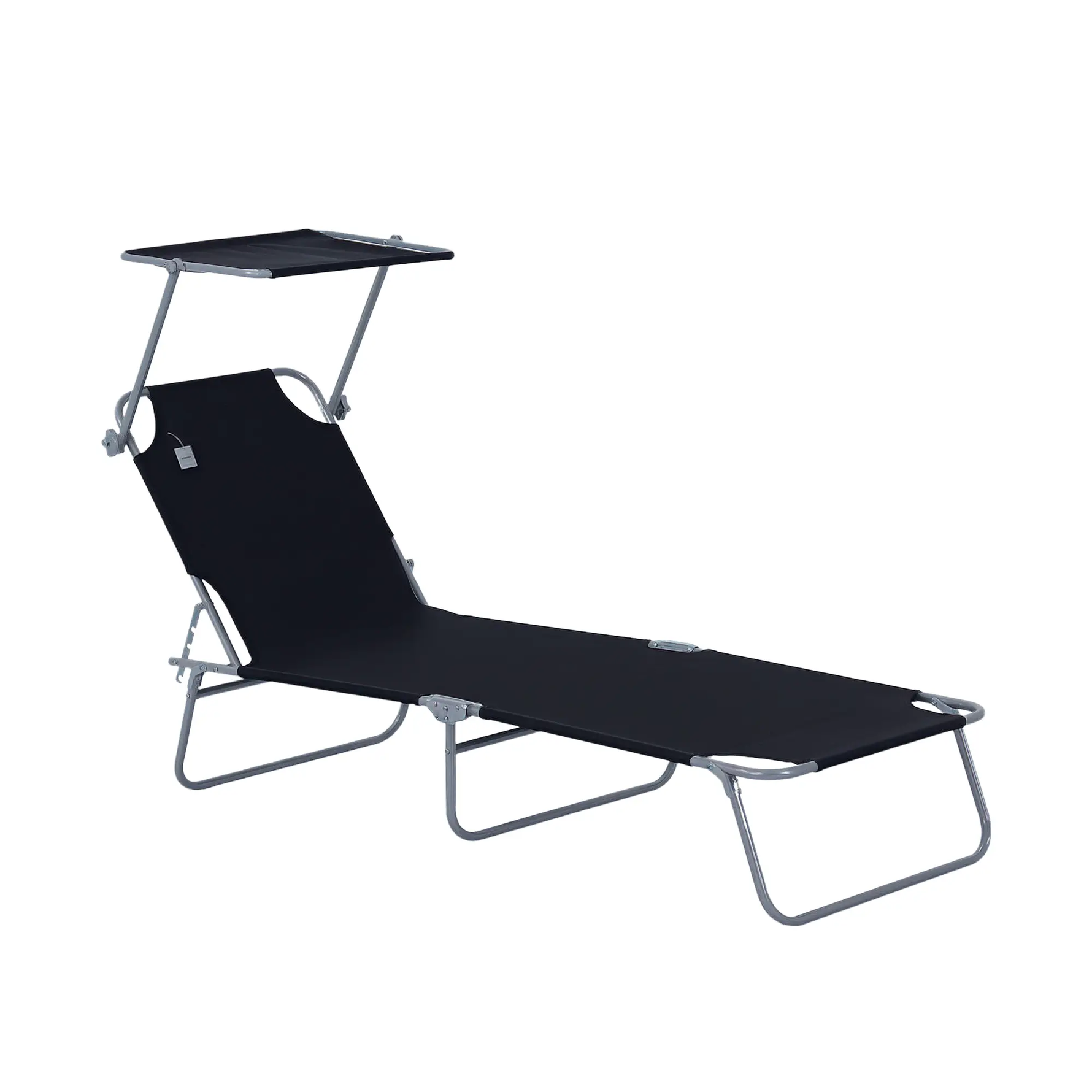 Outsunny Reclining Chair Folding Lounger Seat Sun Shade Awning Beach Garden - Sun Lounger