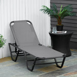 Sun Lounger Relaxer Recliner 5-Position Adjustable Backrest Lightweight Frame by Outsunny