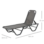 Sun Lounger Relaxer Recliner 5-Position Adjustable Backrest Lightweight Frame by Outsunny