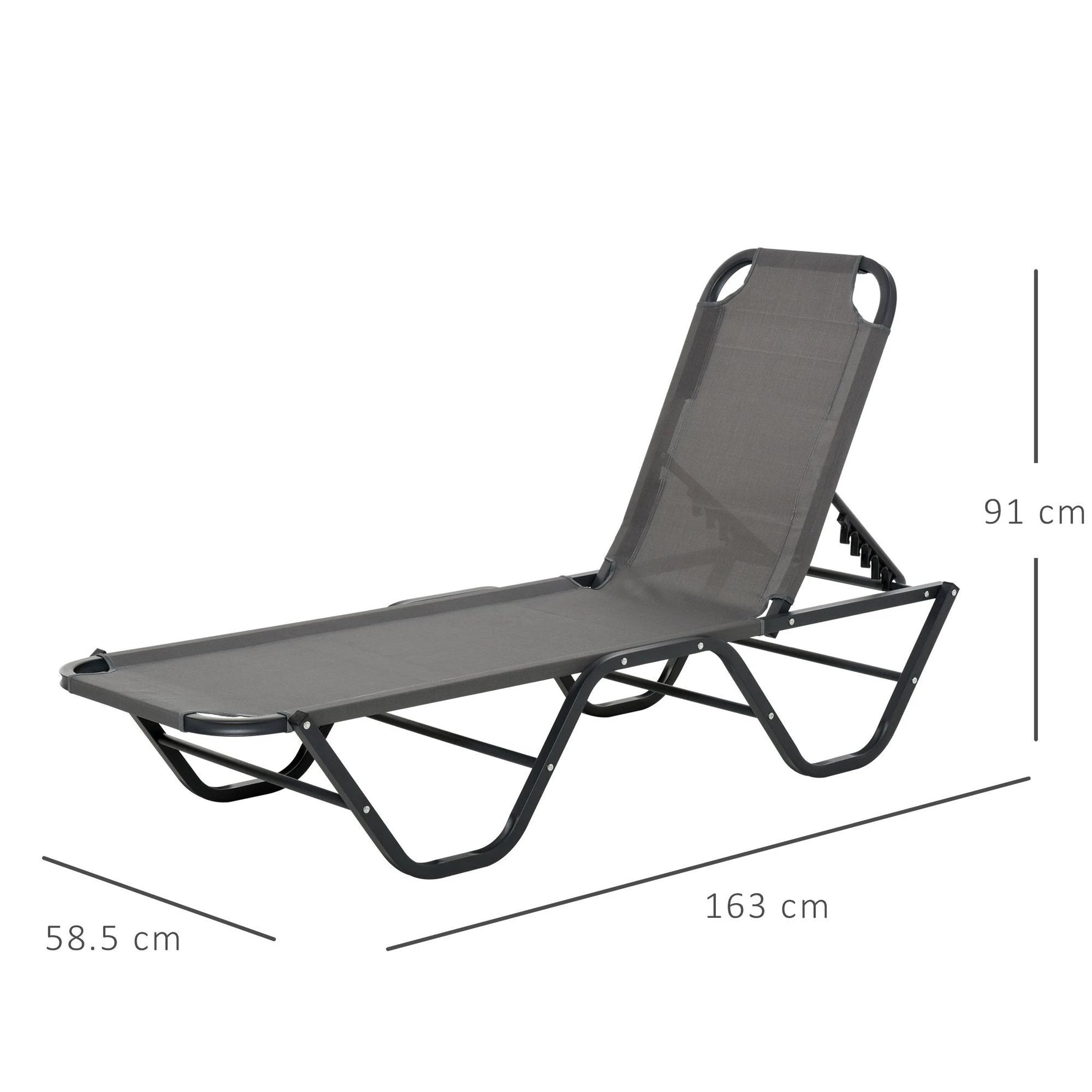 Sun Lounger Relaxer Recliner 5-Position Adjustable Backrest Lightweight Frame by Outsunny