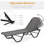 Sun Lounger Relaxer Recliner 5-Position Adjustable Backrest Lightweight Frame by Outsunny
