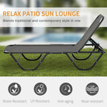 Sun Lounger Relaxer Recliner 5-Position Adjustable Backrest Lightweight Frame by Outsunny