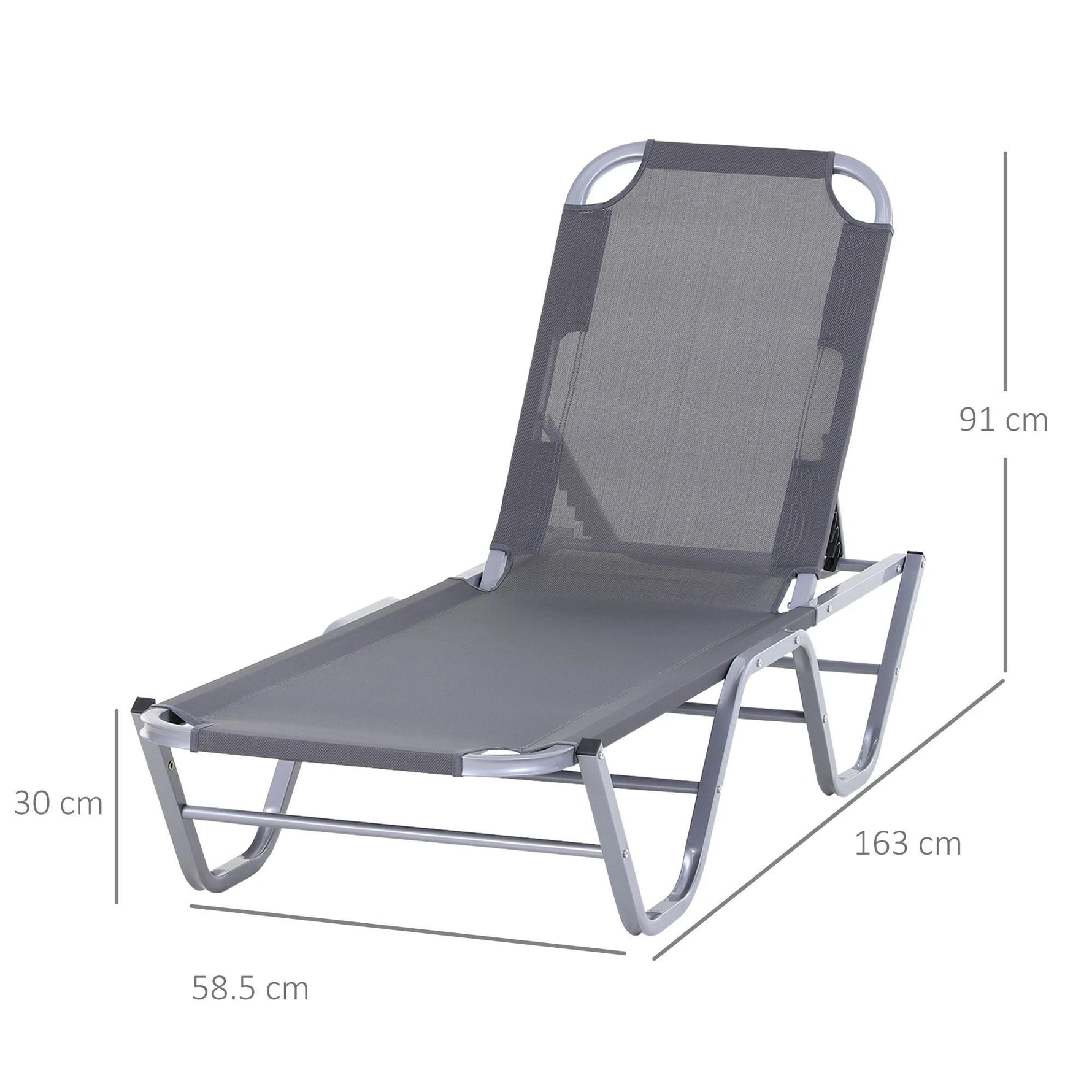 Sun Lounger Relaxer Recliner 5-Position Adjustable Backrest Lightweight Frame by Outsunny