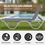Sun Lounger Relaxer Recliner 5-Position Adjustable Backrest Lightweight Frame by Outsunny