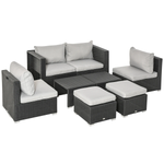 Outsunny Outsunny 6-Seater Rattan Outdoor Sofa Set With Coffee Tables Weatherproof PE Wicker Garden Patio - Coffee Table