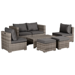 Outsunny Outsunny 6-Seater Rattan Outdoor Sofa Set With Coffee Tables Weatherproof PE Wicker Garden Patio - Coffee Table