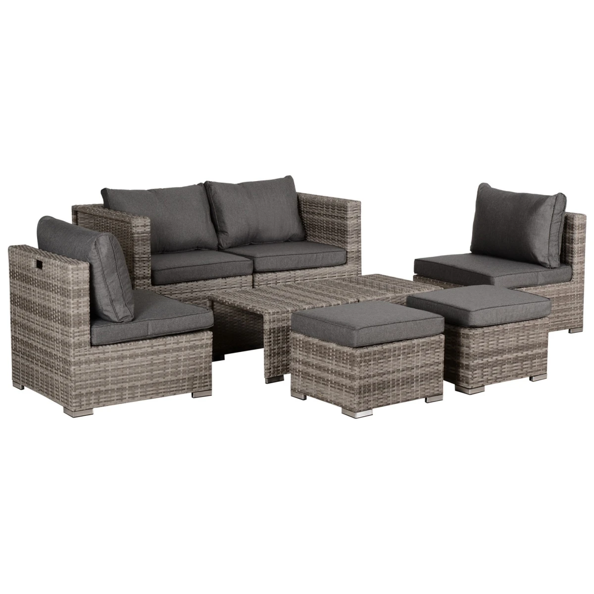 Outsunny Outsunny 6-Seater Rattan Outdoor Sofa Set With Coffee Tables Weatherproof PE Wicker Garden Patio - Coffee Table
