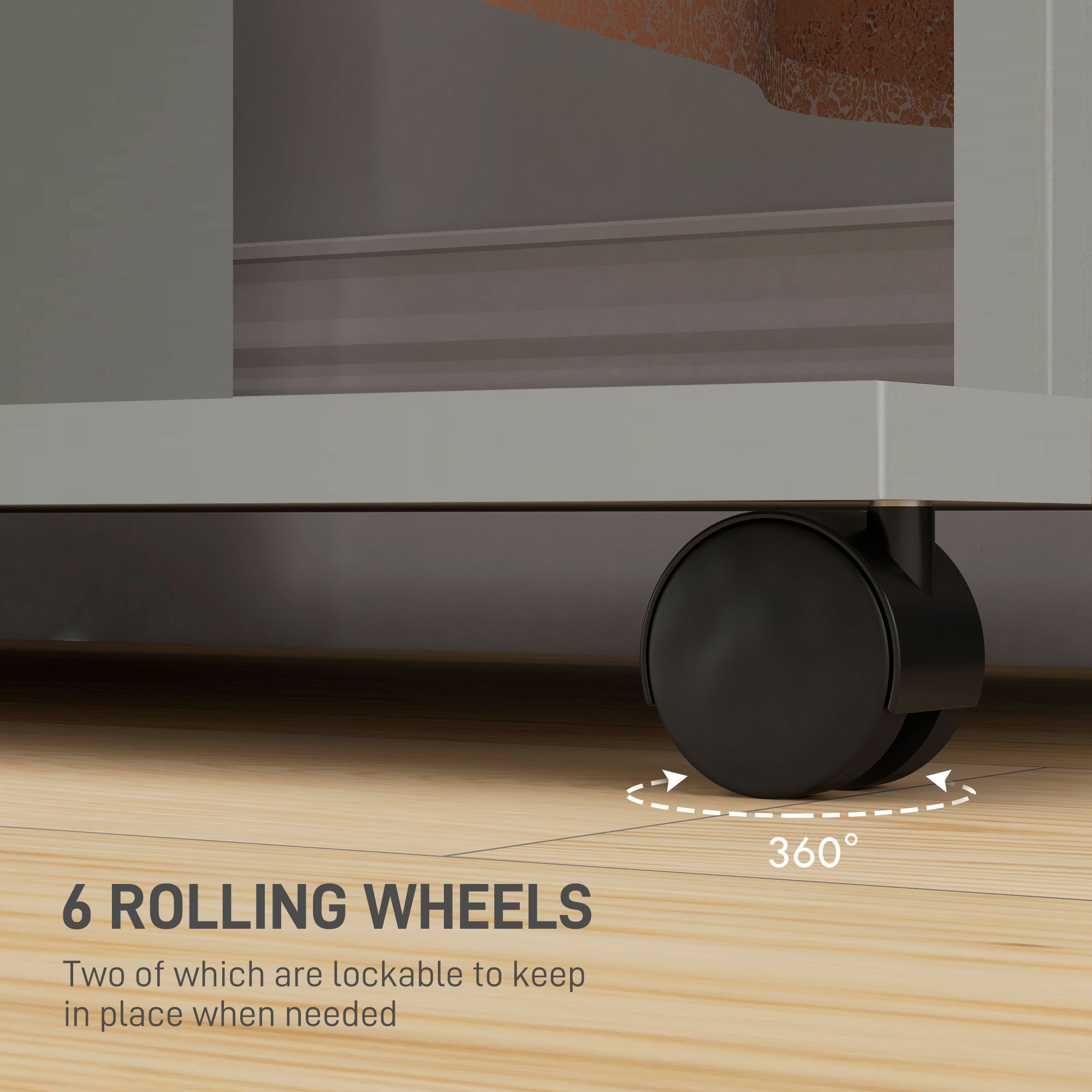 HOMCOM Mobile Double Open Wardrobe w/ Clothes Hanging Rail Clothing Grey - Home Symphony