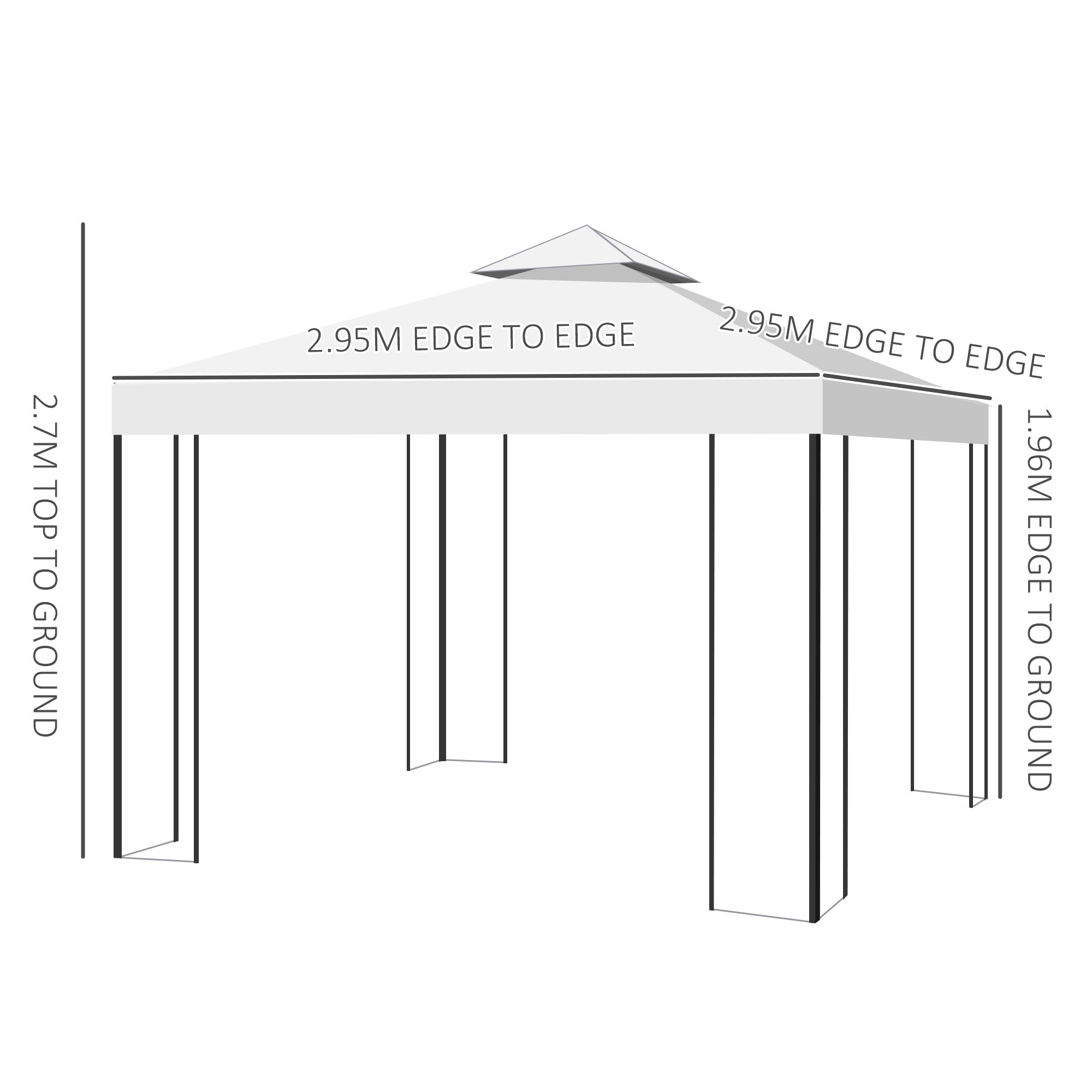 3m x 3m Vented Roof Metal Frame Garden Gazebo Cream - Home Symphony