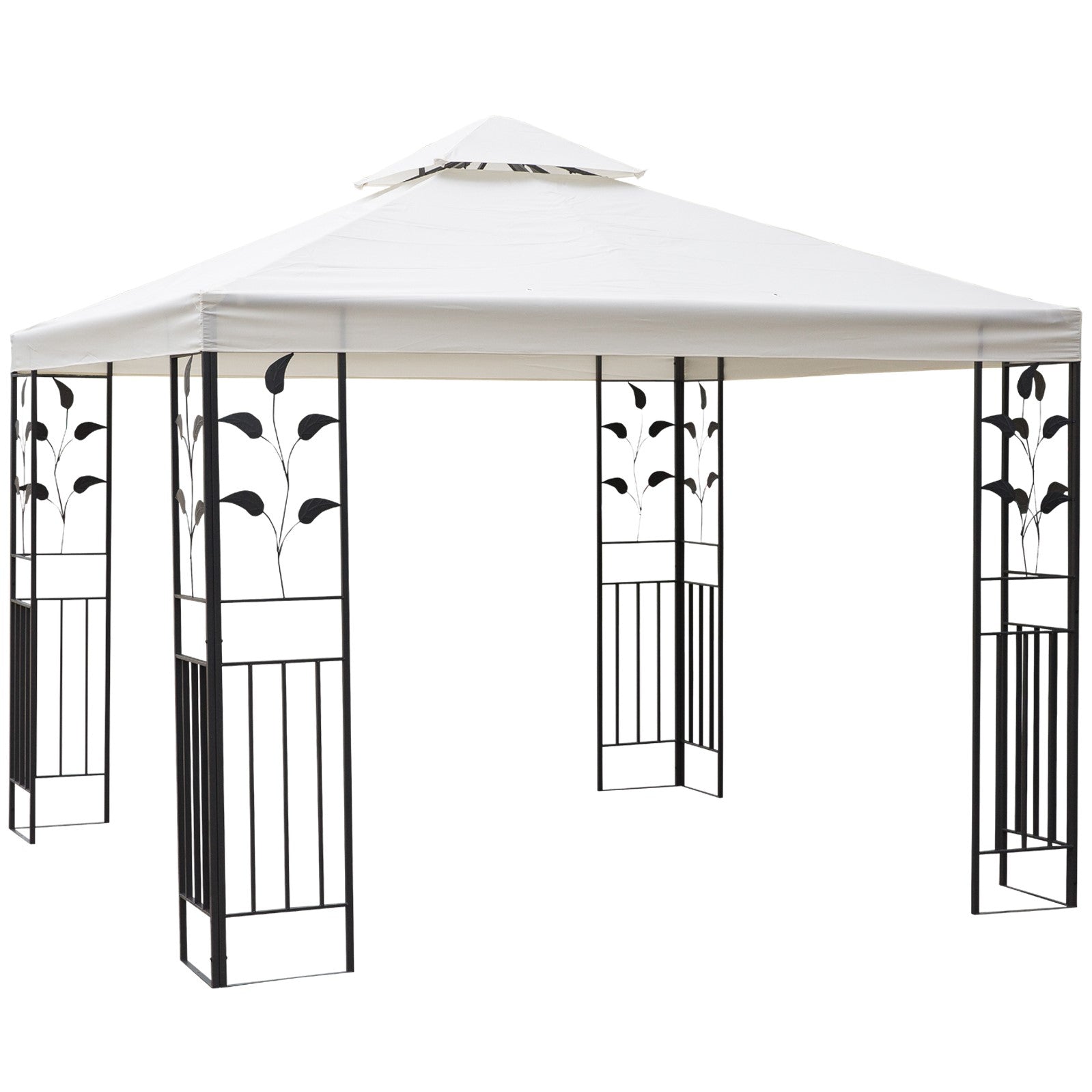 3m x 3m Vented Roof Metal Frame Garden Gazebo Cream - Home Symphony