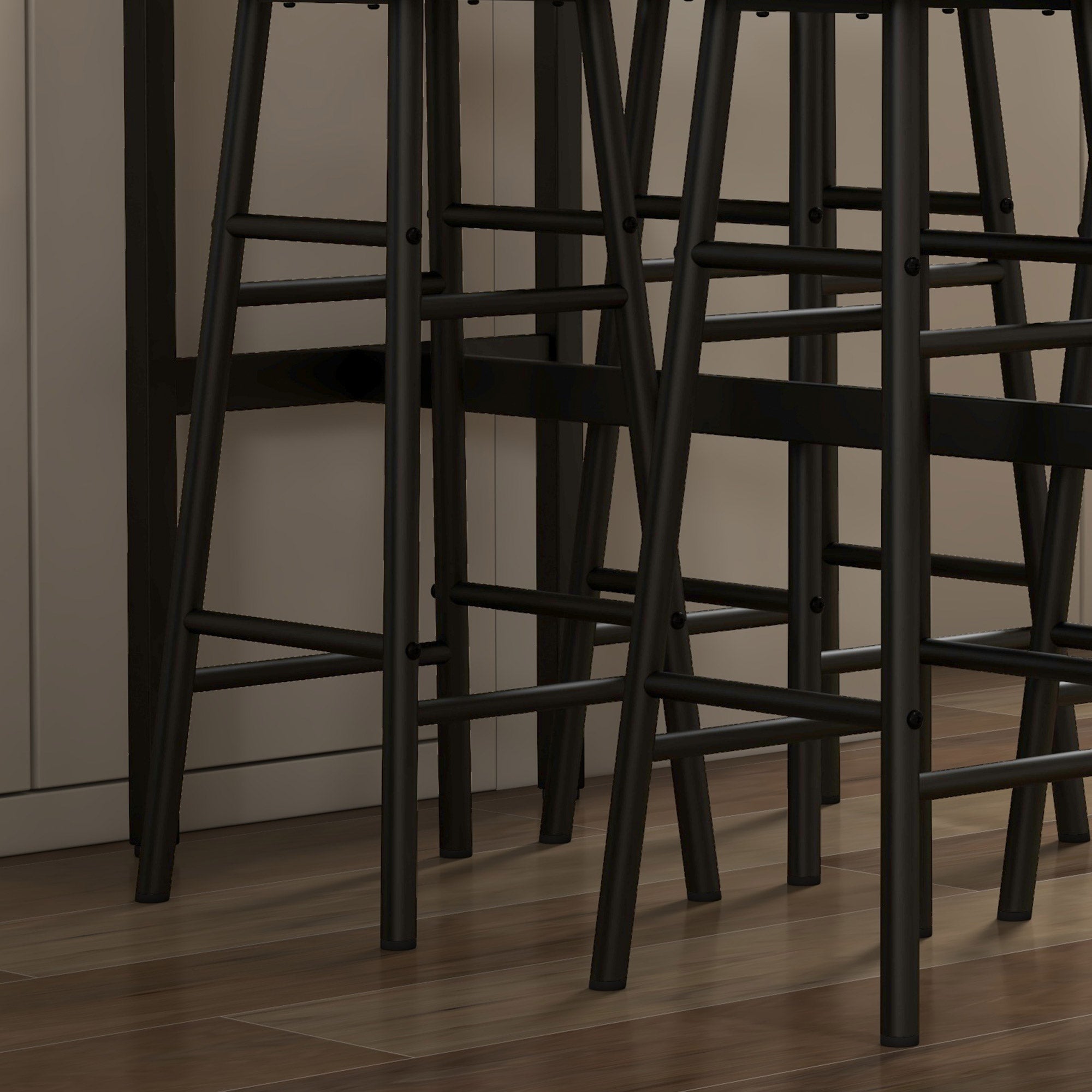 HOMCOM 5 Piece Bar Set, Industrial Kitchen and Chair Set Rustic Brown - Home Symphony