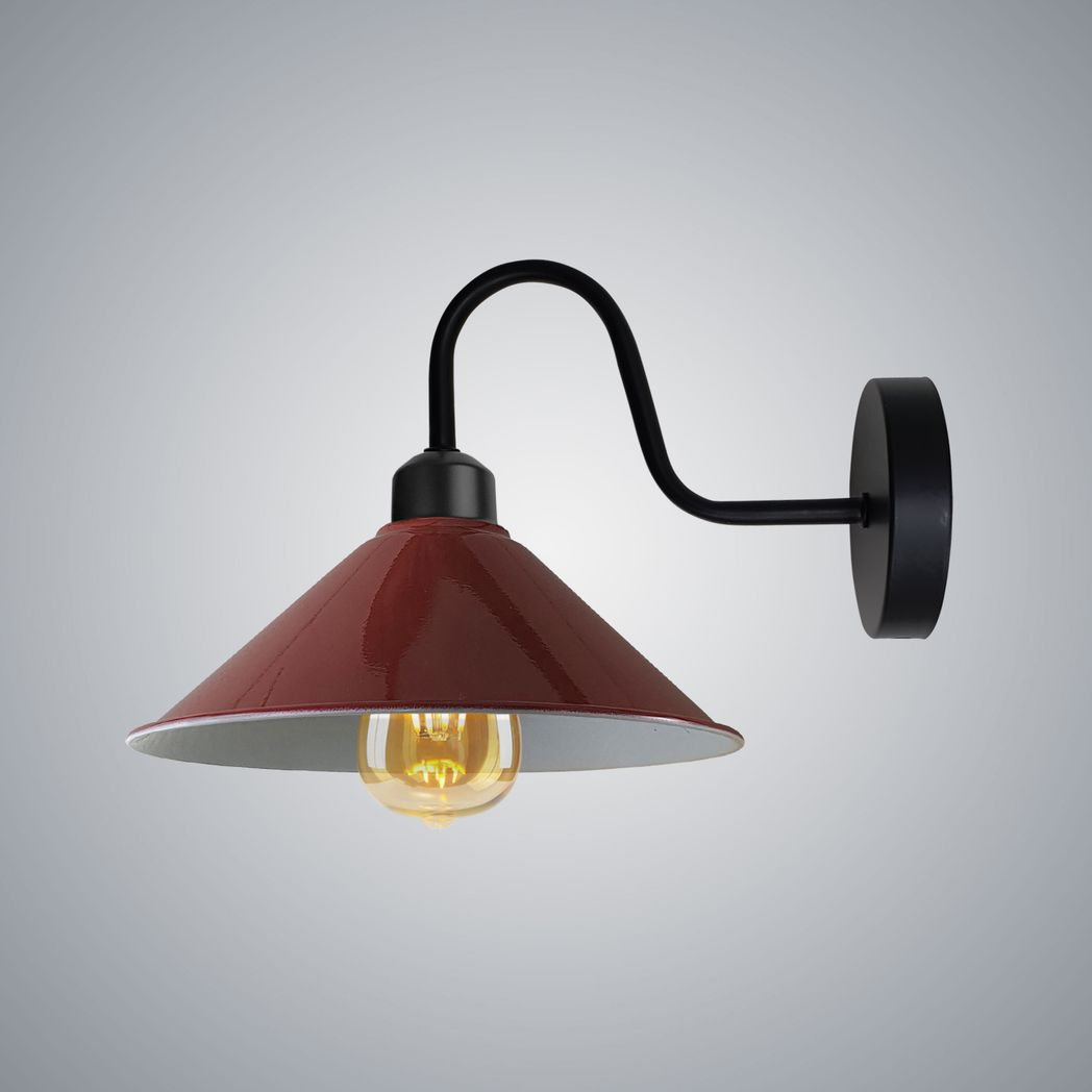 Burgandy Wall Light E27 Cone Shade Swan Neck Indoor Use - Un-branded - Home Symphony