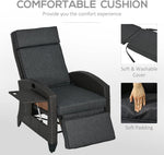 Outsunny Outdoor Recliner Chair with Cushion Rattan Reclining Lounge Chair by Outsunny