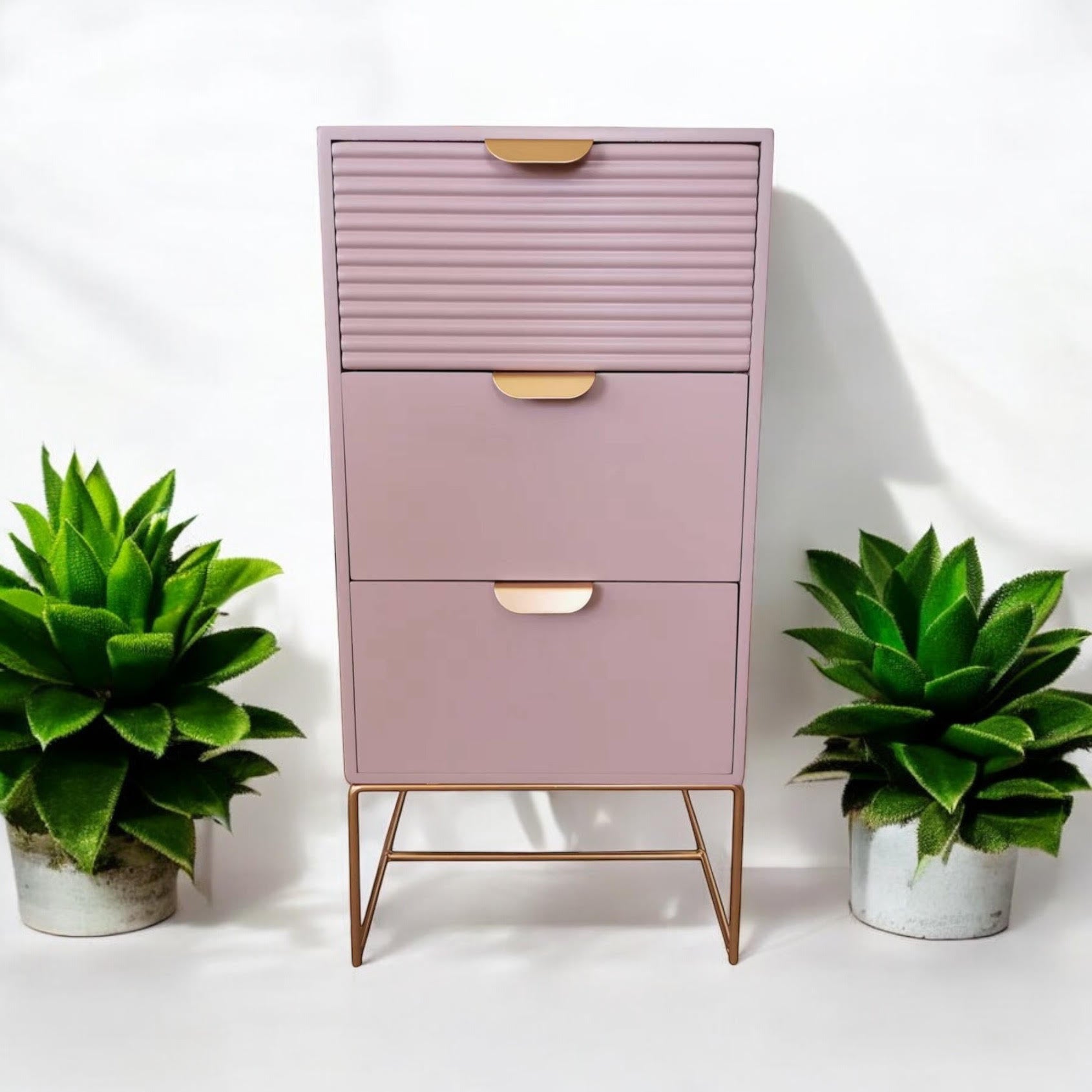 Chic Pink Nightstand 64cm Three Drawer For Kids - MSL - Home Symphony