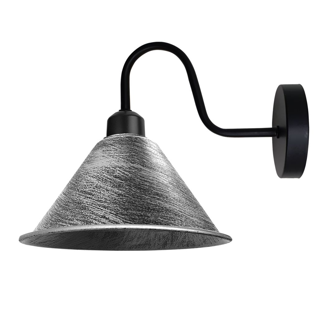 Brushed Silver Wall Light Cone Shade E27 Dimmable Hallway wall sconce by Home Symphony