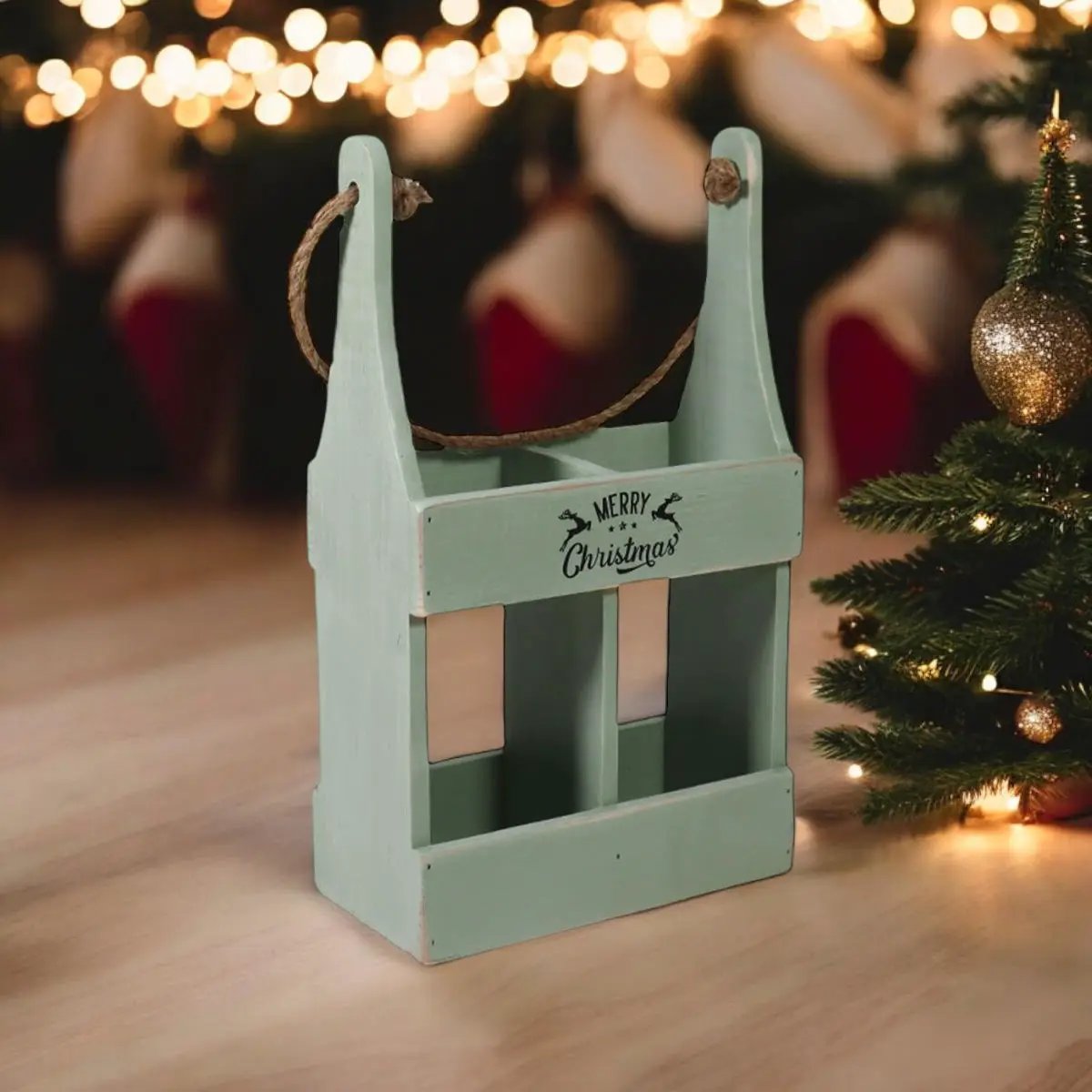 MSL 39CM RUSTIC GREEN 2 BOTTLE WINE HOLDER - Wine Rack