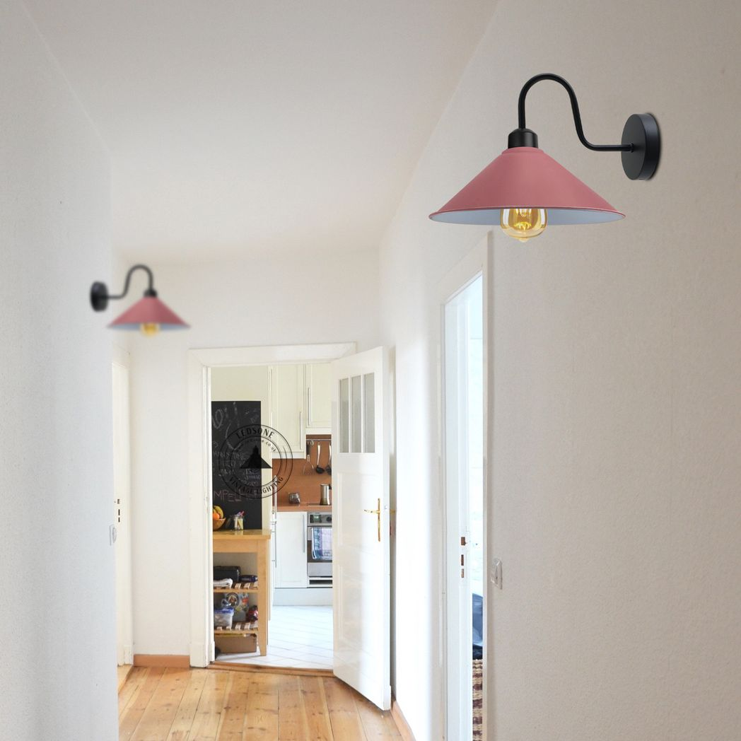 Home Symphony Elegant Pink Cone Wall Lamp E27 Base Swan Neck Hallway