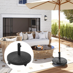 Outsunny Resin Patio Umbrella Base Parasol Stand Weight Deck Holder w/ Wheels Outdoor - Parasol