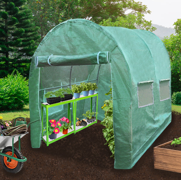 Heavy Duty Polytunnel 4m x 2m x 2m With Shelving For Home Gardeners And Urban Growers