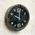 MSL 40CM WALL CLOCK - Brass Fittings - Black Clock Face - Requires 1 X AA Battery - Clock