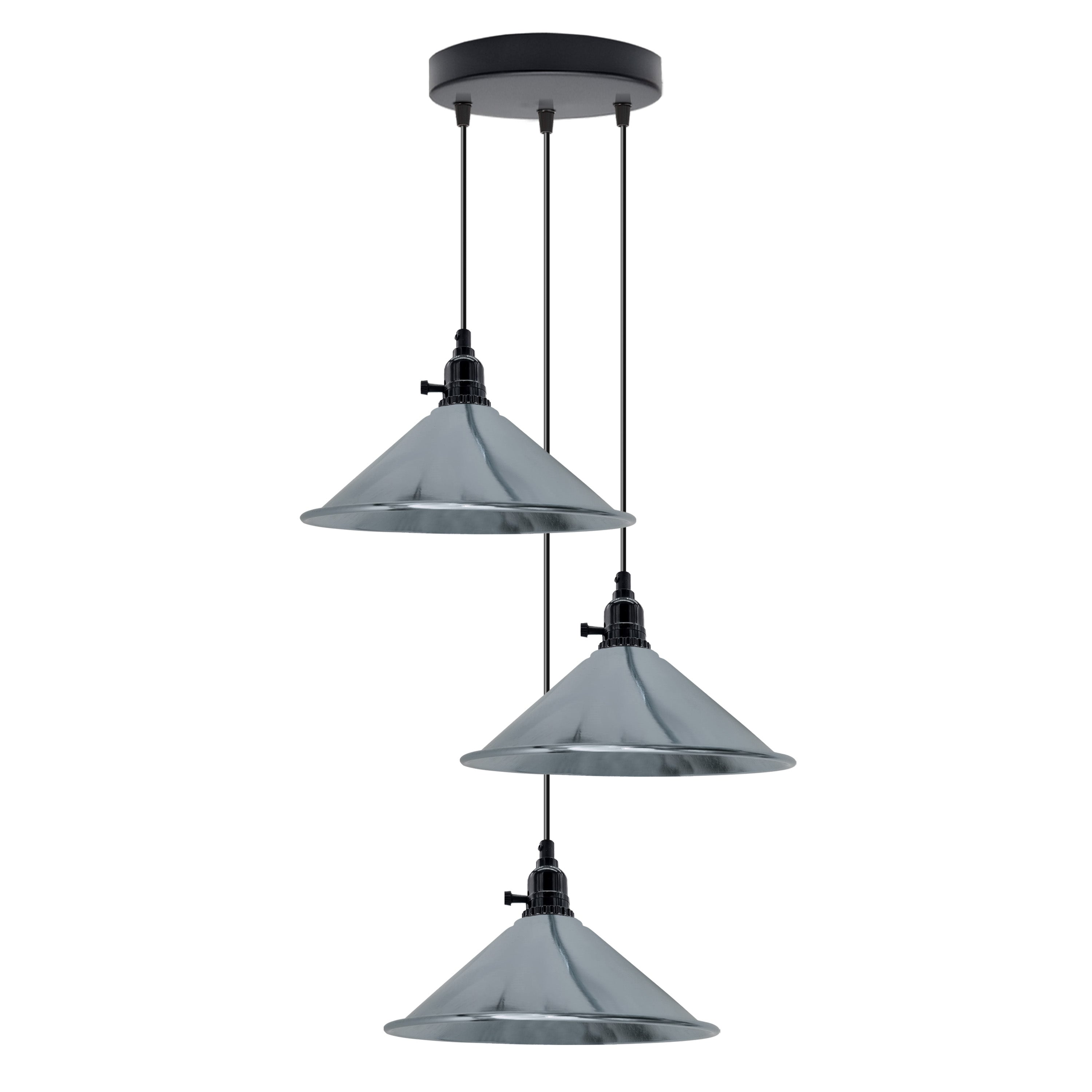 Industrial 3-Head Cone Pendant 22cm Adj Cord Home - LEDSONE - Home Symphony