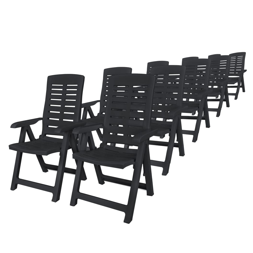 VidaXL Outdoor Dining Set 11 Piece Plastic Anthracite Patio - vidaXL - Home Symphony