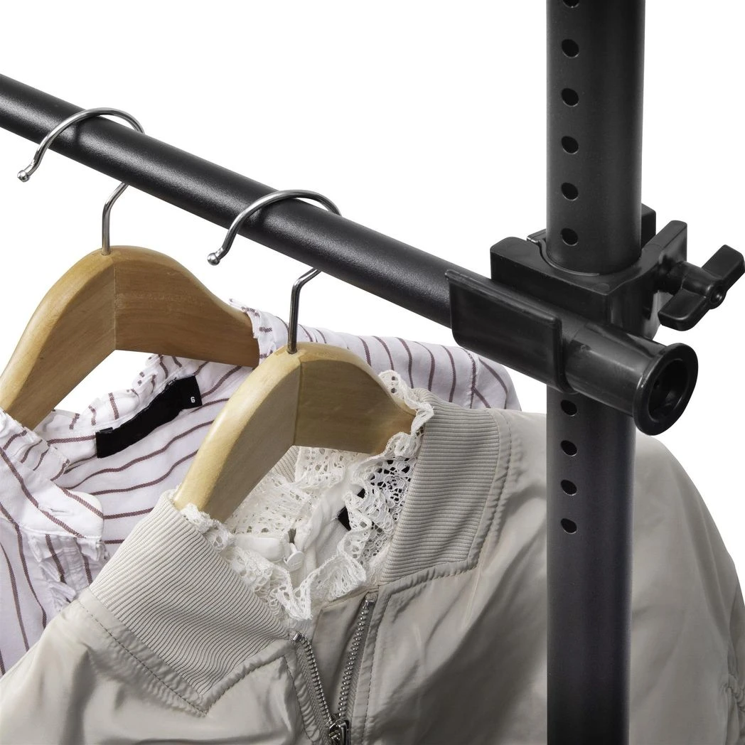 Double Black Telescopic Wardrobe Organiser Hanging Rail Clothes Rack Adjustable Storage Shelving by Direct Online Houseware