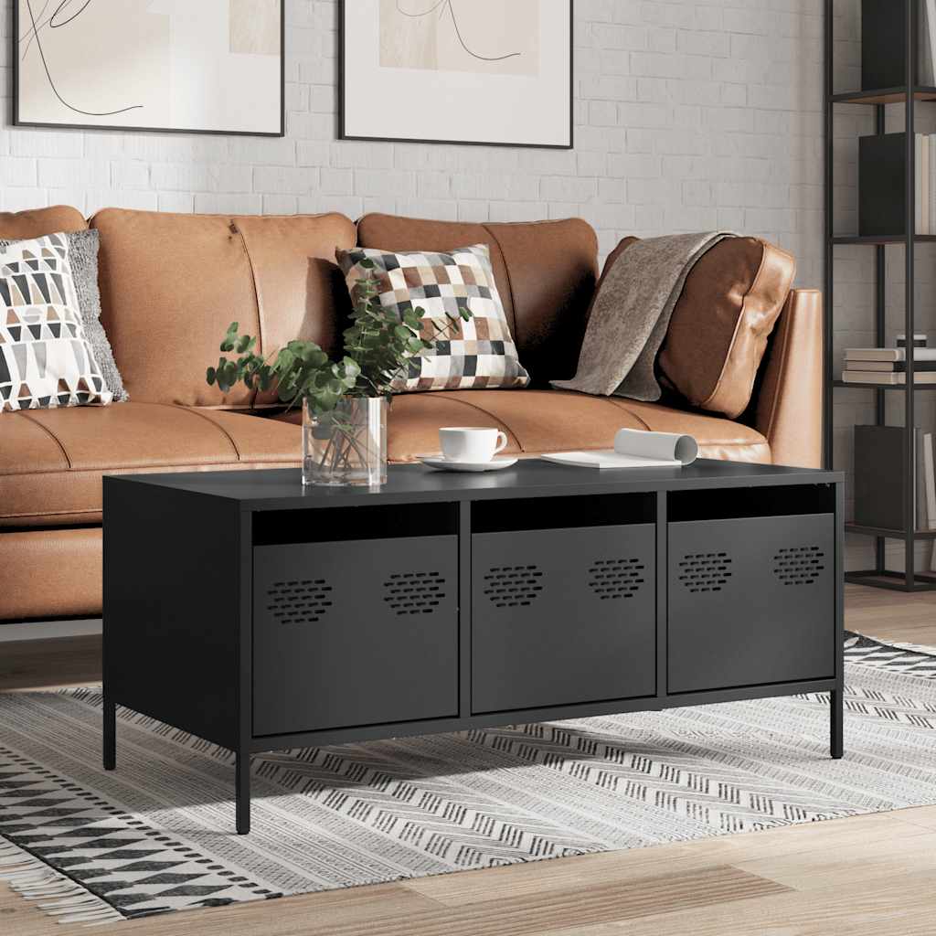 VidaXL Coffee Table 101.5x50x43.5 cm Industrial Black Cold-Rolled Steel Living Room