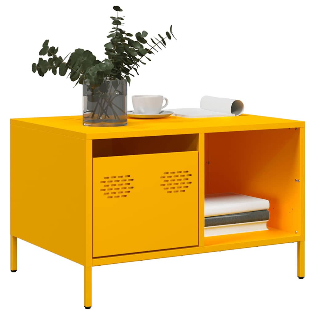 VidaXL Coffee Table 68.5x50x43.5 cm Mustard Yellow Cold Rolled Steel Industrial Living Room - vidaXL - Home Symphony