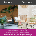 Neo Neo 4 Piece Wicker Bamboo Style Garden Sofa, Table & Chairs Set - Garden Sofa Sets