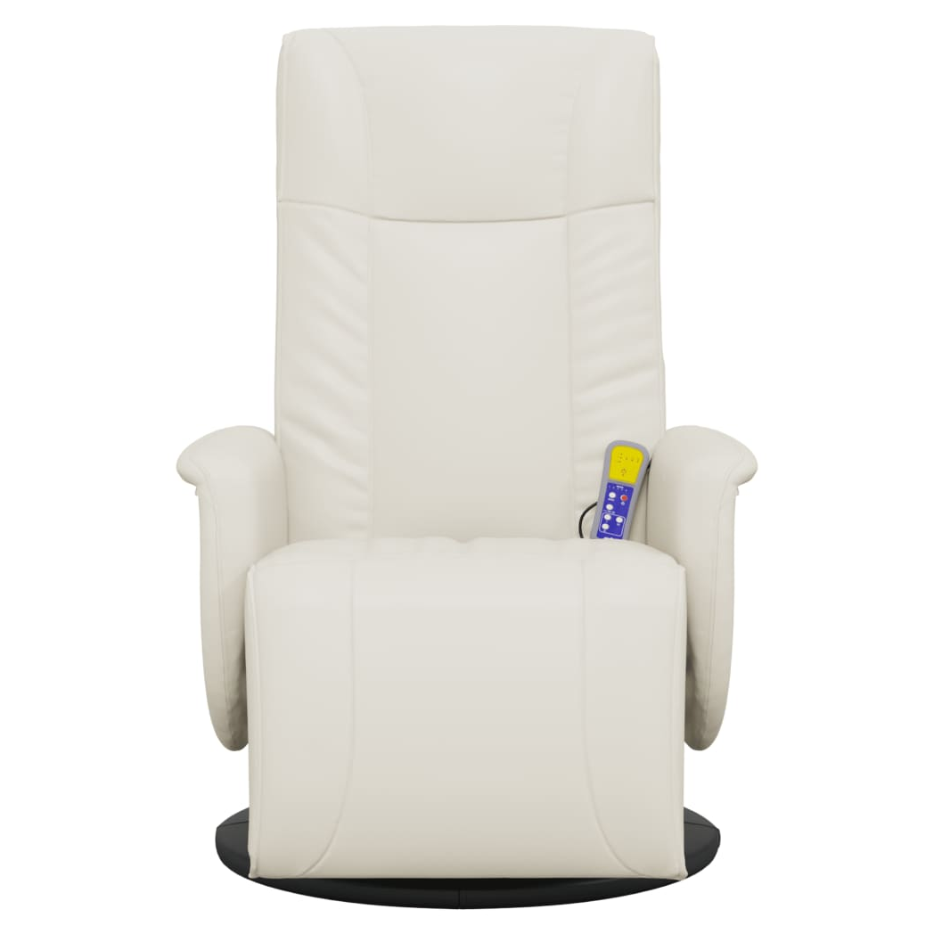 VidaXL Massage Recliner Chair Footrest Cream Leather - vidaXL - Home Symphony