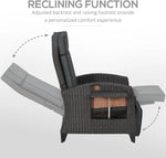 Outsunny Outdoor Recliner Chair with Cushion Rattan Reclining Lounge Chair by Outsunny