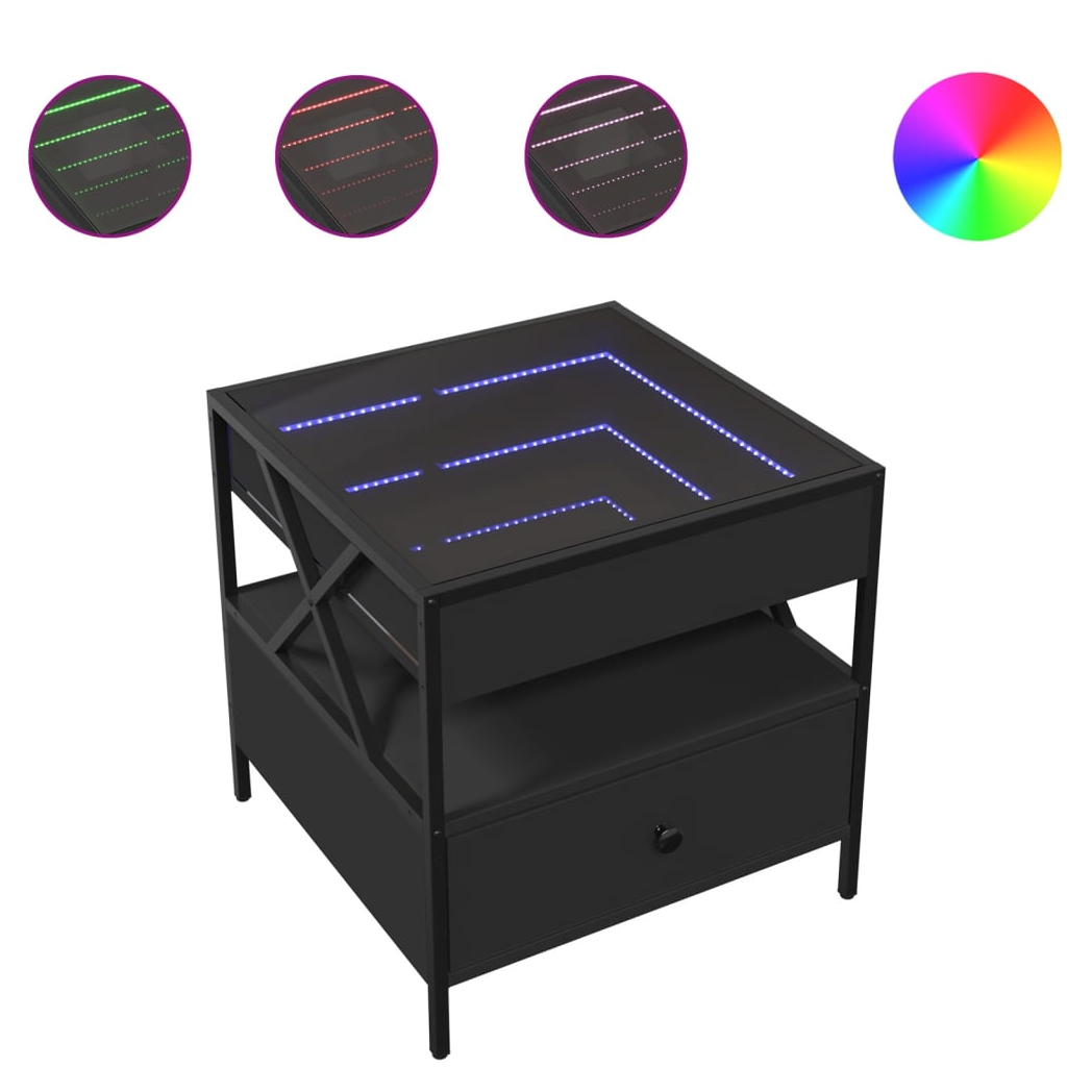 VidaXL Infinity LED Coffee Table 50x50x51 cm Black For Modern Living Room Decor - vidaXL - Home Symphony