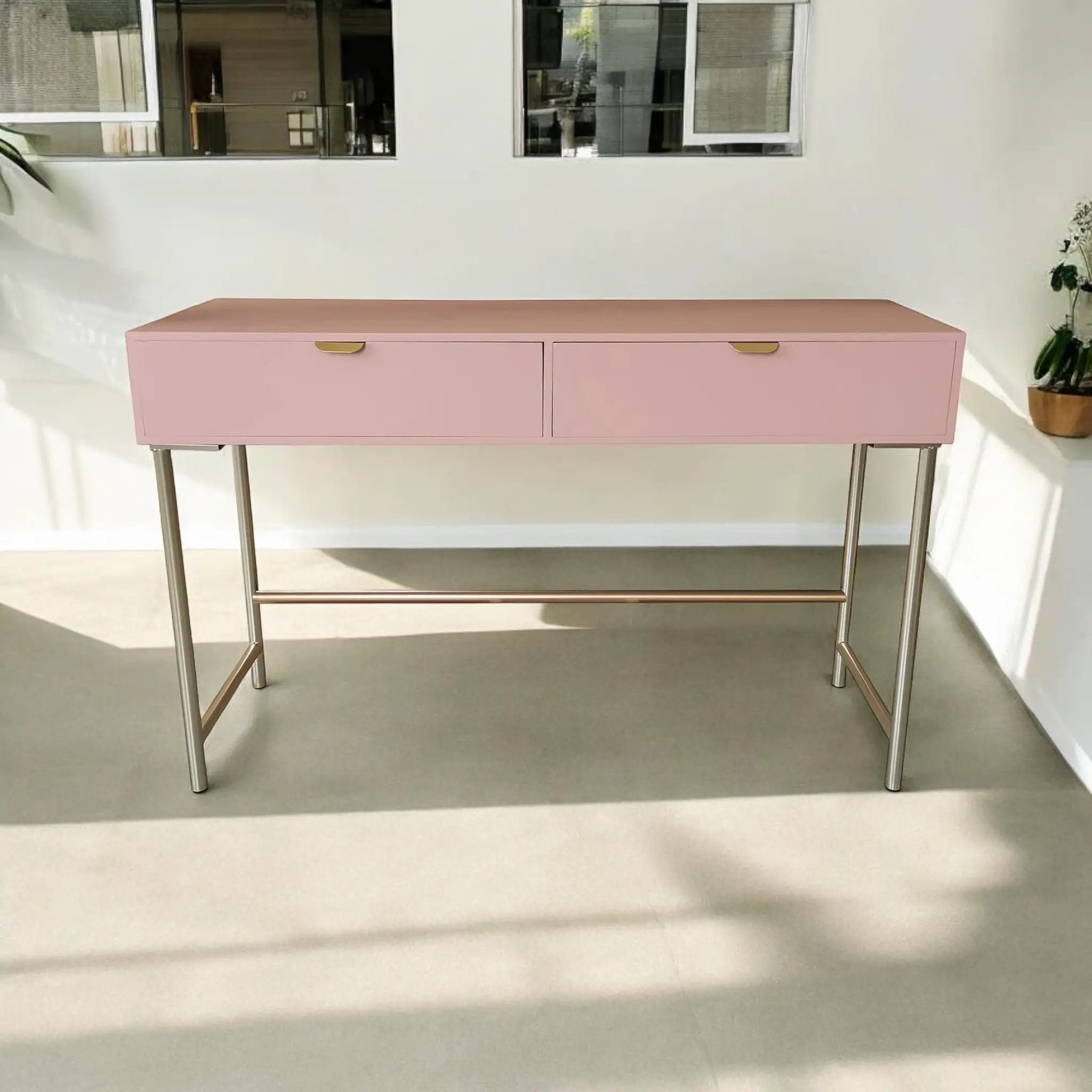 MSL 120CM PINK WOODEN 2 DRAWER SIDE TABLE - Console Table