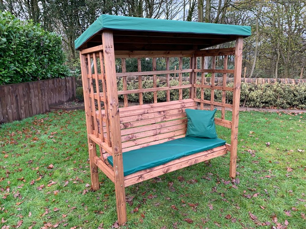 Bramham Three Seat Garden Arbour Green - Garden Chairs from Charles Taylor Trading