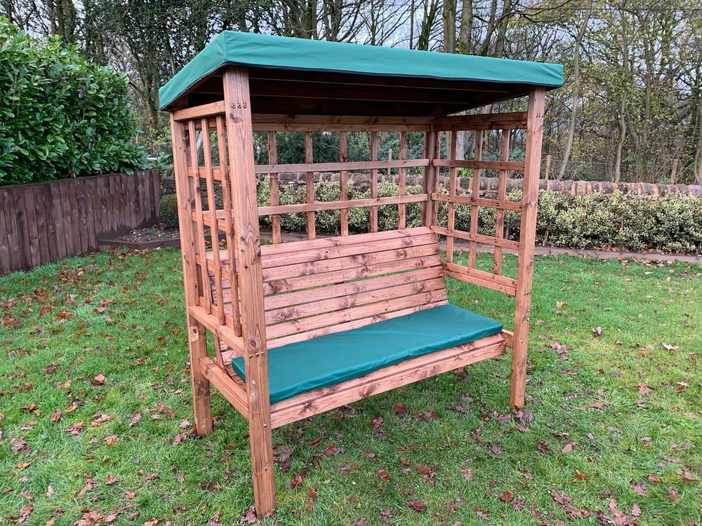 Bramham Three Seat Garden Arbour Green - Garden Chairs from Charles Taylor Trading