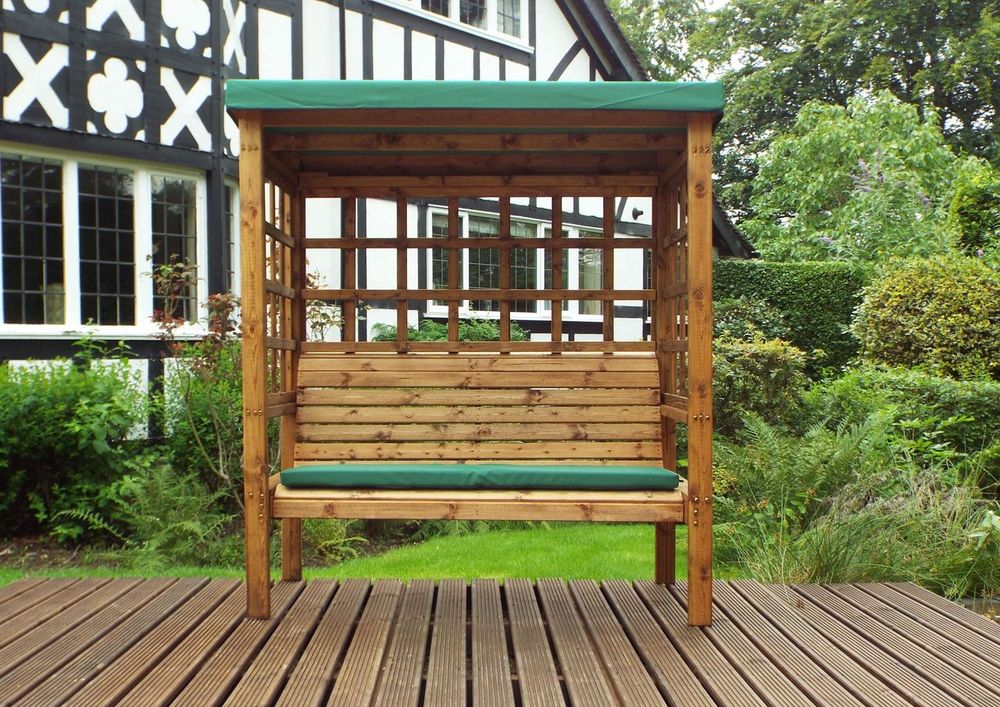 Bramham Three Seat Garden Arbour Green - Garden Chairs from Charles Taylor Trading