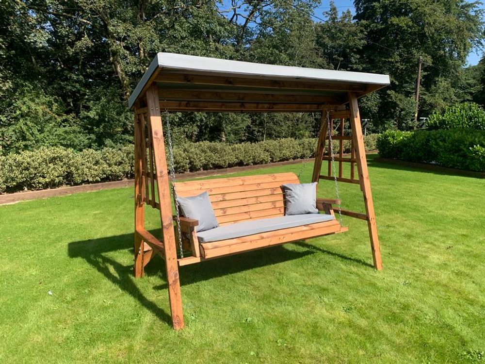 Dorset Three Seat Garden Swing Green - Garden Chairs from Charles Taylor Trading