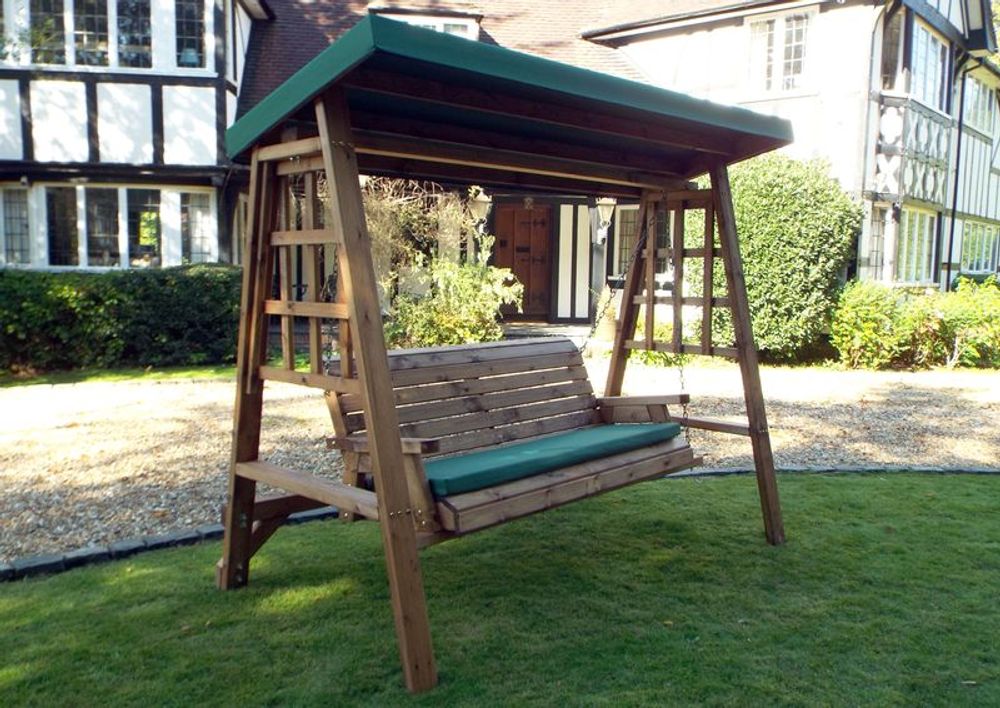 Dorset Three Seat Garden Swing Green - Garden Chairs from Charles Taylor Trading