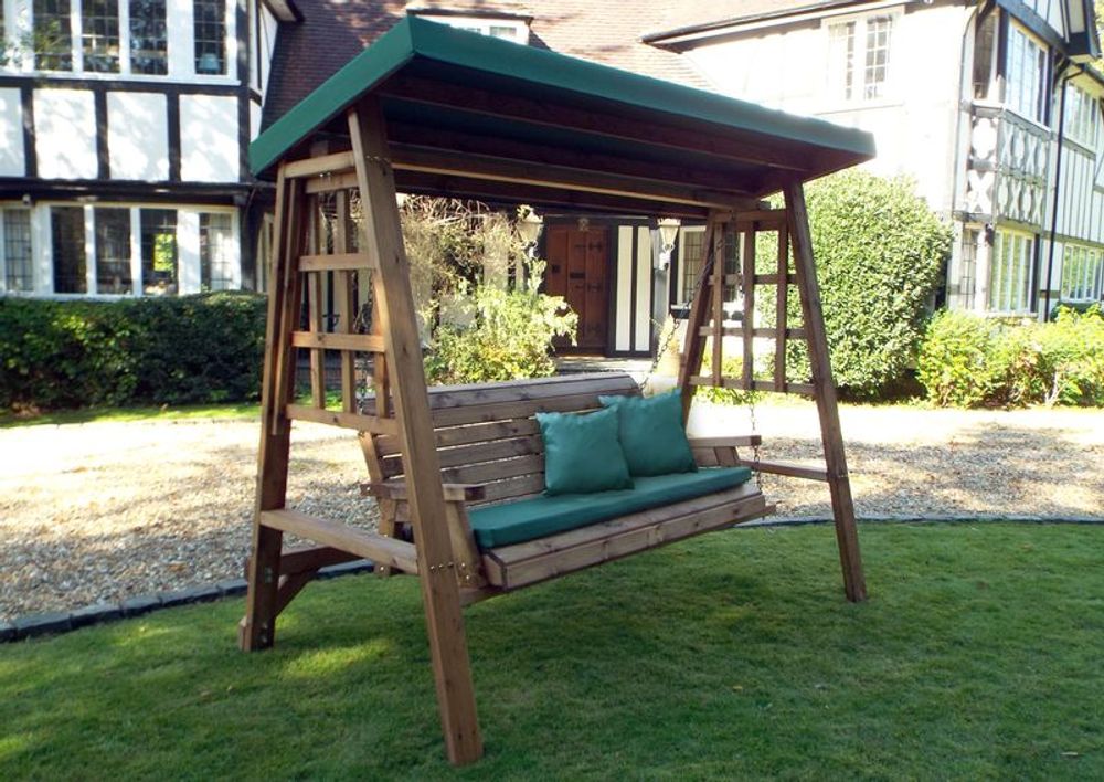 Dorset Three Seat Garden Swing Green - Garden Chairs from Charles Taylor Trading