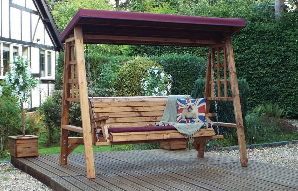 Dorset Three Seat Garden Swing Green - Garden Chairs from Charles Taylor Trading